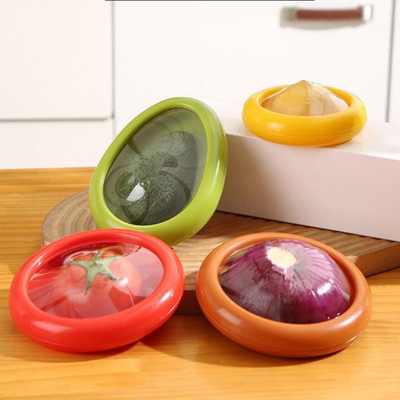 4pcs Fruit and Vegetable Storage Containers, Green OPP Bag Pack (Silicone Version) โ image 2