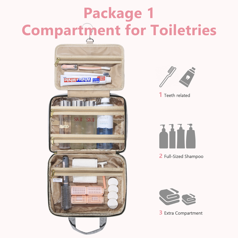 Ladies toiletry bag - Men's toiletry bag - Travel toiletry bag - Portable hanging storage box - Suitable for travel size shampoo, conditioner, skincare — image 3