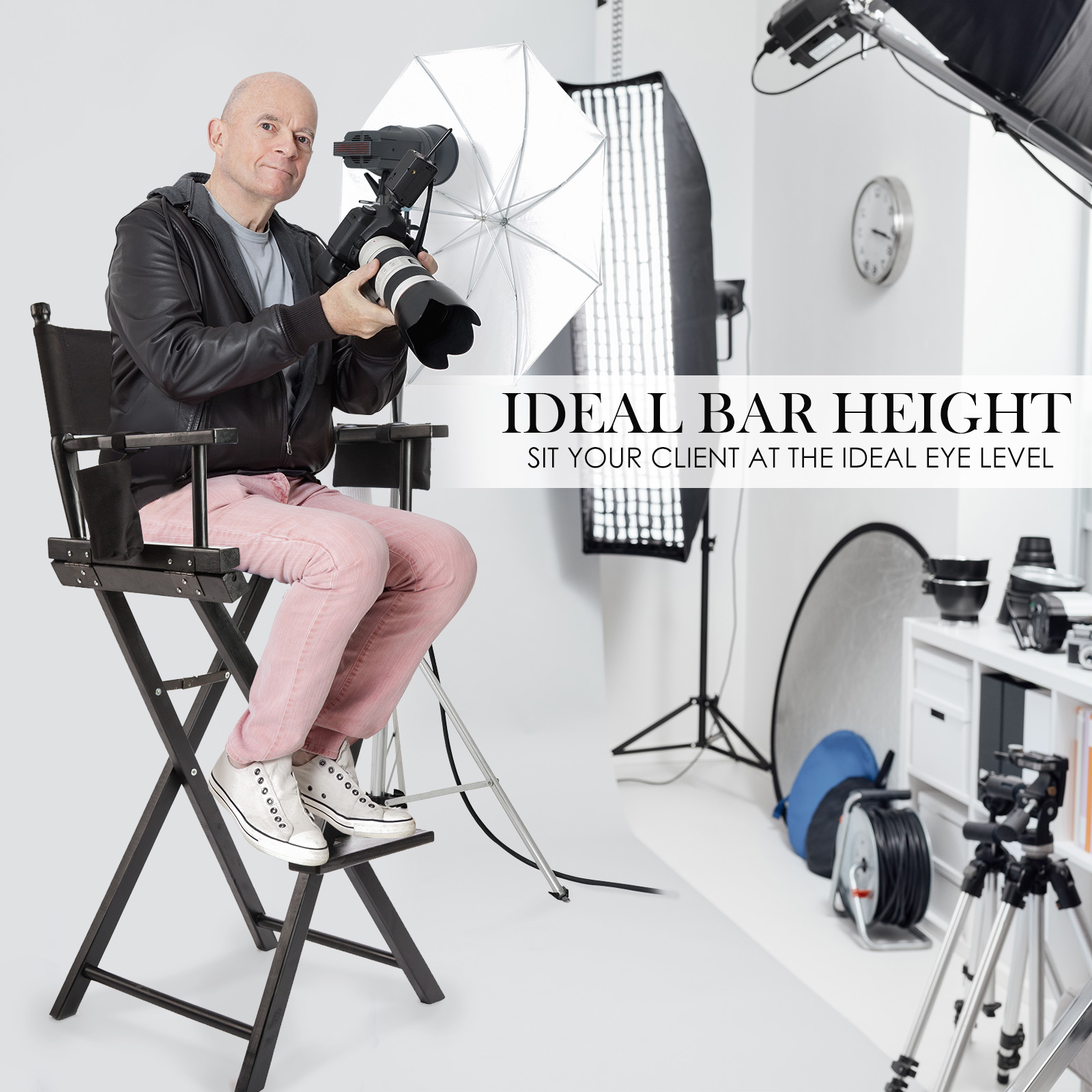 2X Director Movie Folding Tall Chair 76cm DARK HUMOR — image 3