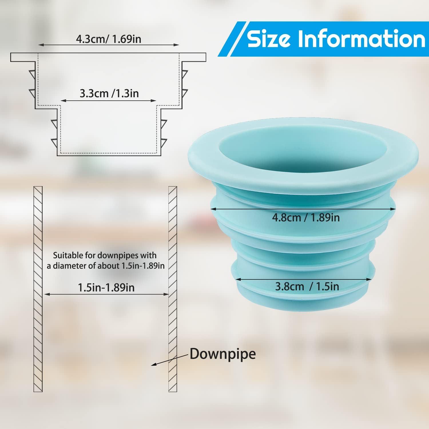 4 Pieces Drain Tube Hose Seal Deodorant Silicone Plug Sealing Plug Sewer Seal Ring Washing Machine for Bathroom Kitchen Tools — image 2