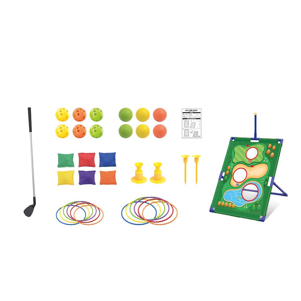 3-in-1 Kids Golf Putting & Tossing Game Set for Indoor/Outdoor Family Fun β Includes Stainless Steel Putter, Cloth Mat, Soft Balls, Beanbags, and Rings for β image 5