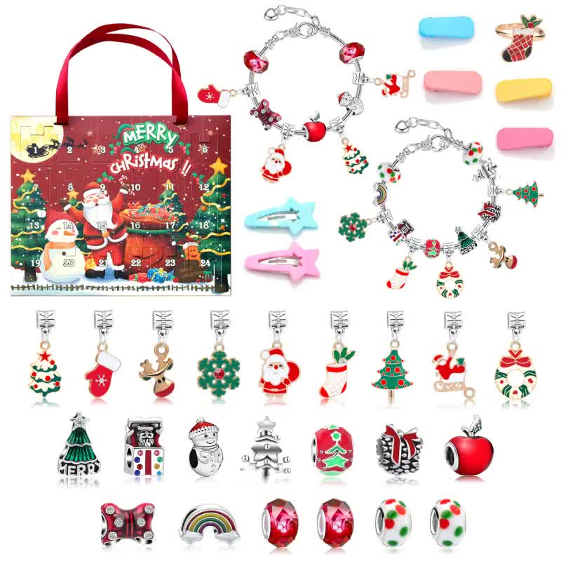 Christmas Advent Calendar 2025 Girls, 24 Days Xmas Countdown Calendar Jewelry Bracelet Set, DIY Bracelets Ornament Christmas Vacation Advent Calendar โ image 3