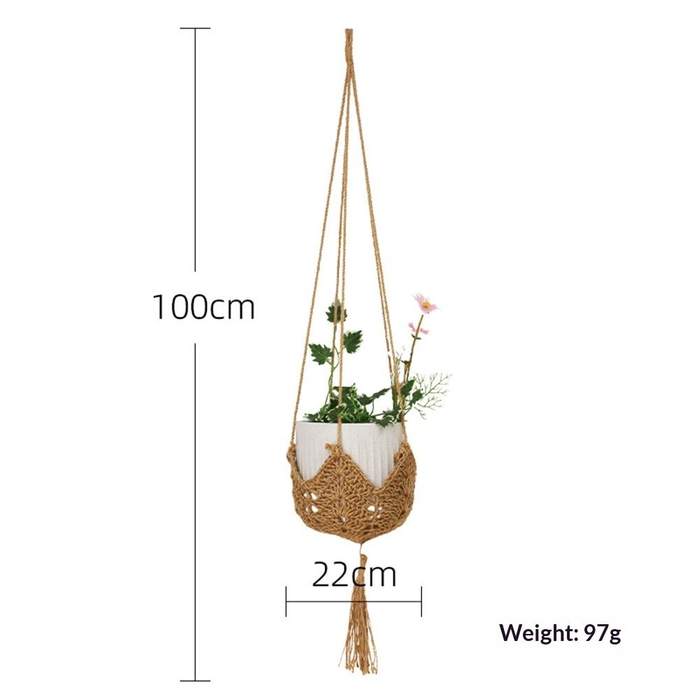 2pcs Handmade woven hemp rope flowerpot net bag Creative woven flowerpot hanging basket Indoor and outdoor hanging decorative flowerpot bag(Original color 100 — image 5