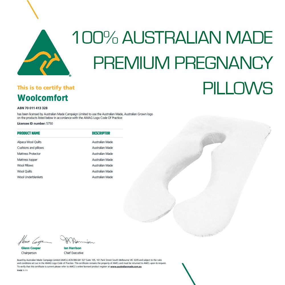 Woolcomfort Aus Made Maternity Pregnancy Nursing Sleeping Body Pillow Pillowcase Included Light Pink โ image 2