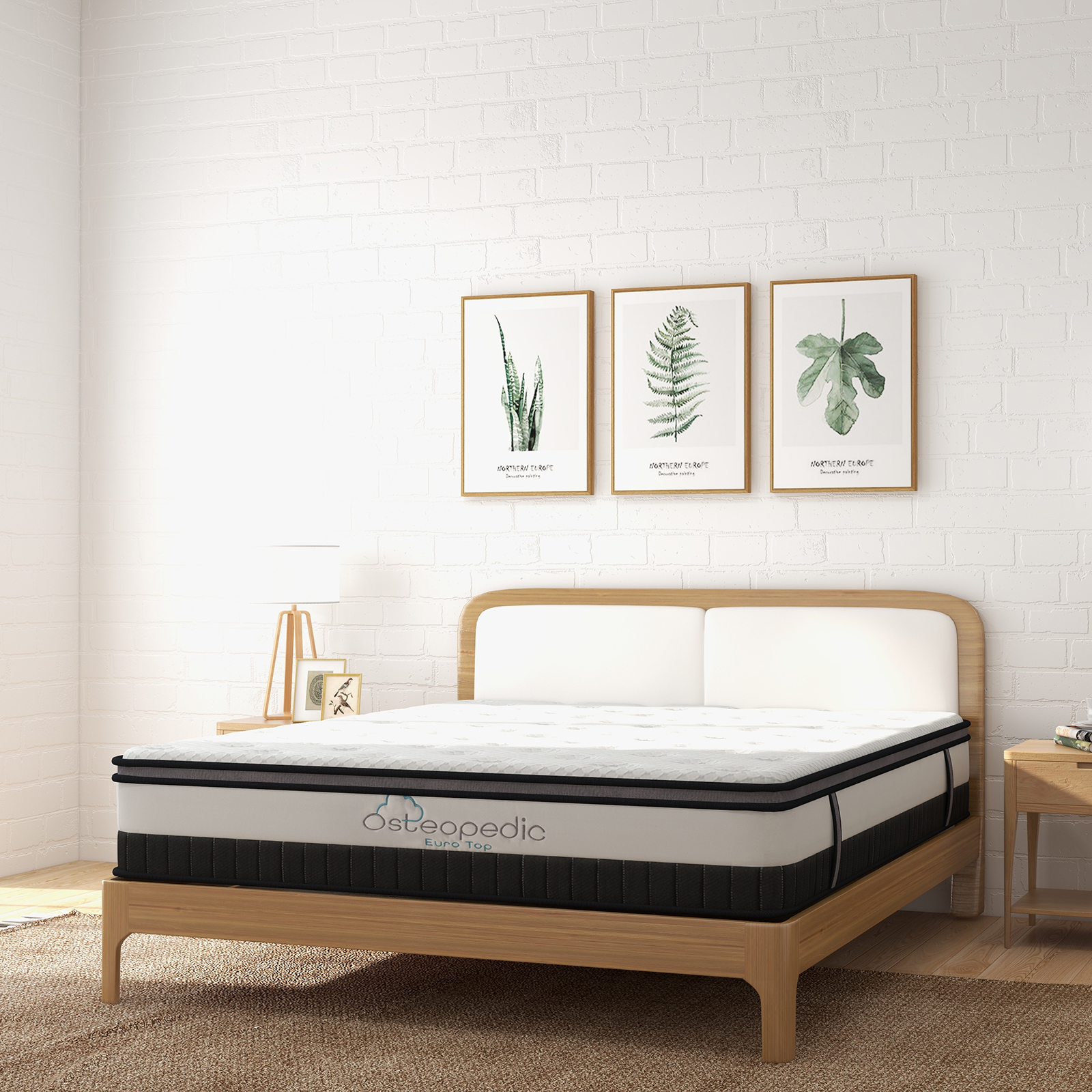 Osteopedic Euro Top Mattress Pocket Spring Medium Firm Hybrid Design Bed 30CM - Single - White — image 2