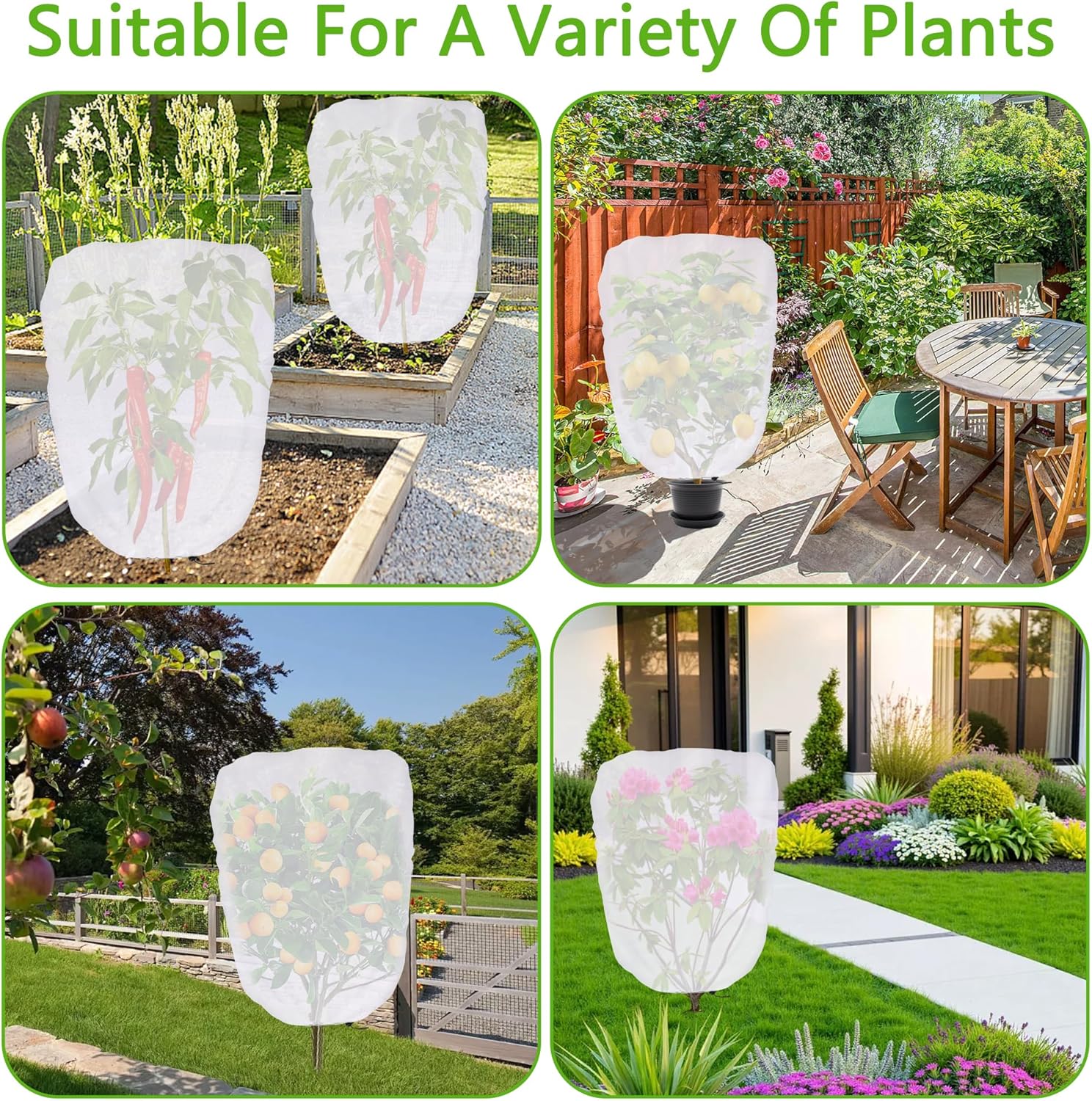 3.3 x 2.6Ft Garden Plant Shade Cover with Drawstring, Non-Woven Garden Shade Sun Protection Plants Cover, White Light Refraction Fruit Tree Sunshade Cloth for โ image 6