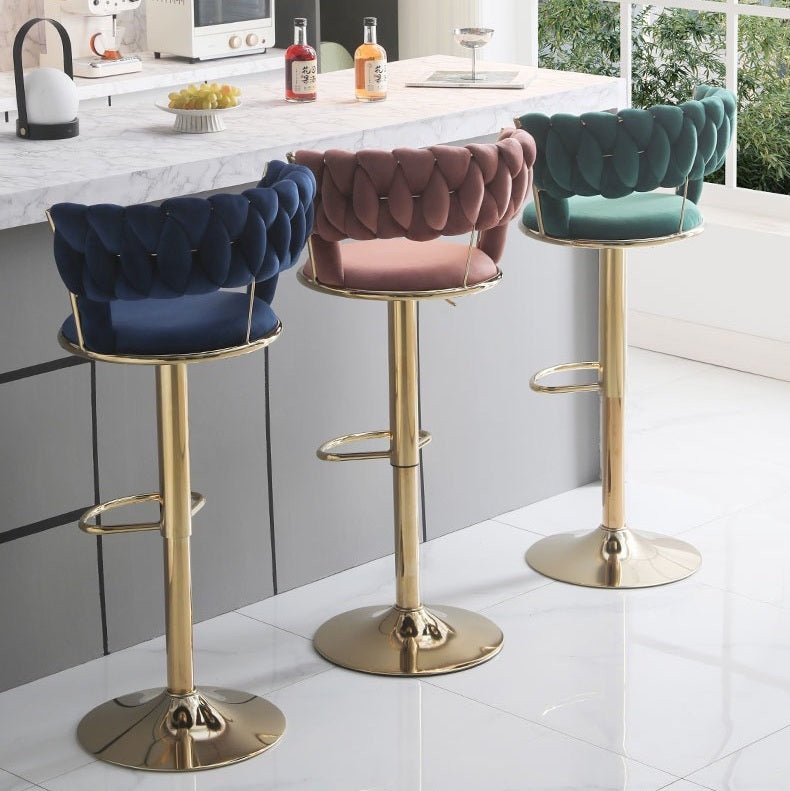 SERENITà Red Bean Brown Velvet Seat Kitchen Breakfast Bar Stools Counter Height Barstools with Back Cushioned Chairs for Home Bar x2 — image 2