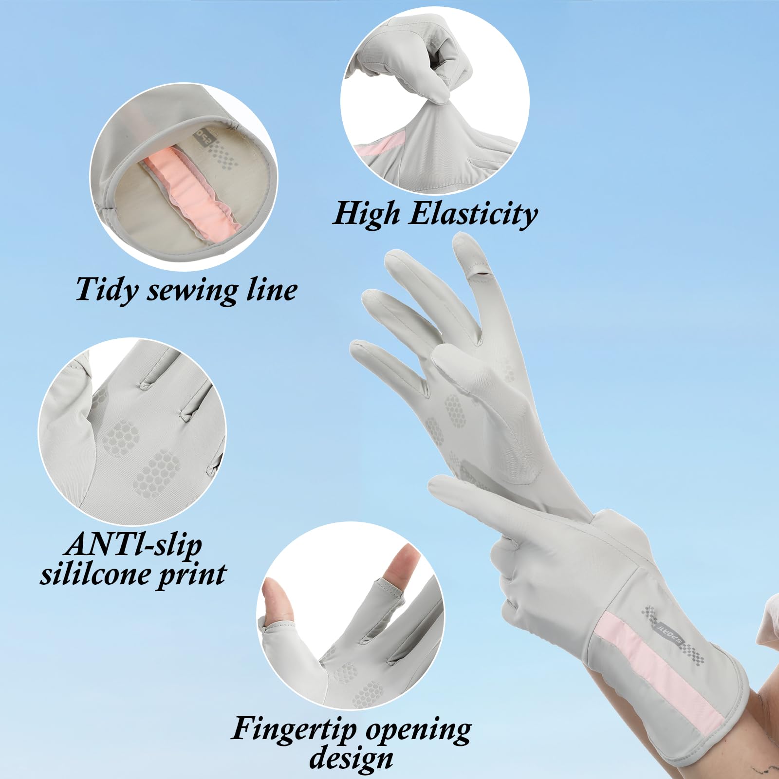 UV Protective Driving Gloves for Women – UPF 50+ Sunscreen Gloves with Touchscreen Function & Anti-Slip Palm, Long Cuff for Hiking, Cycling, Fishing, Golfing — image 3