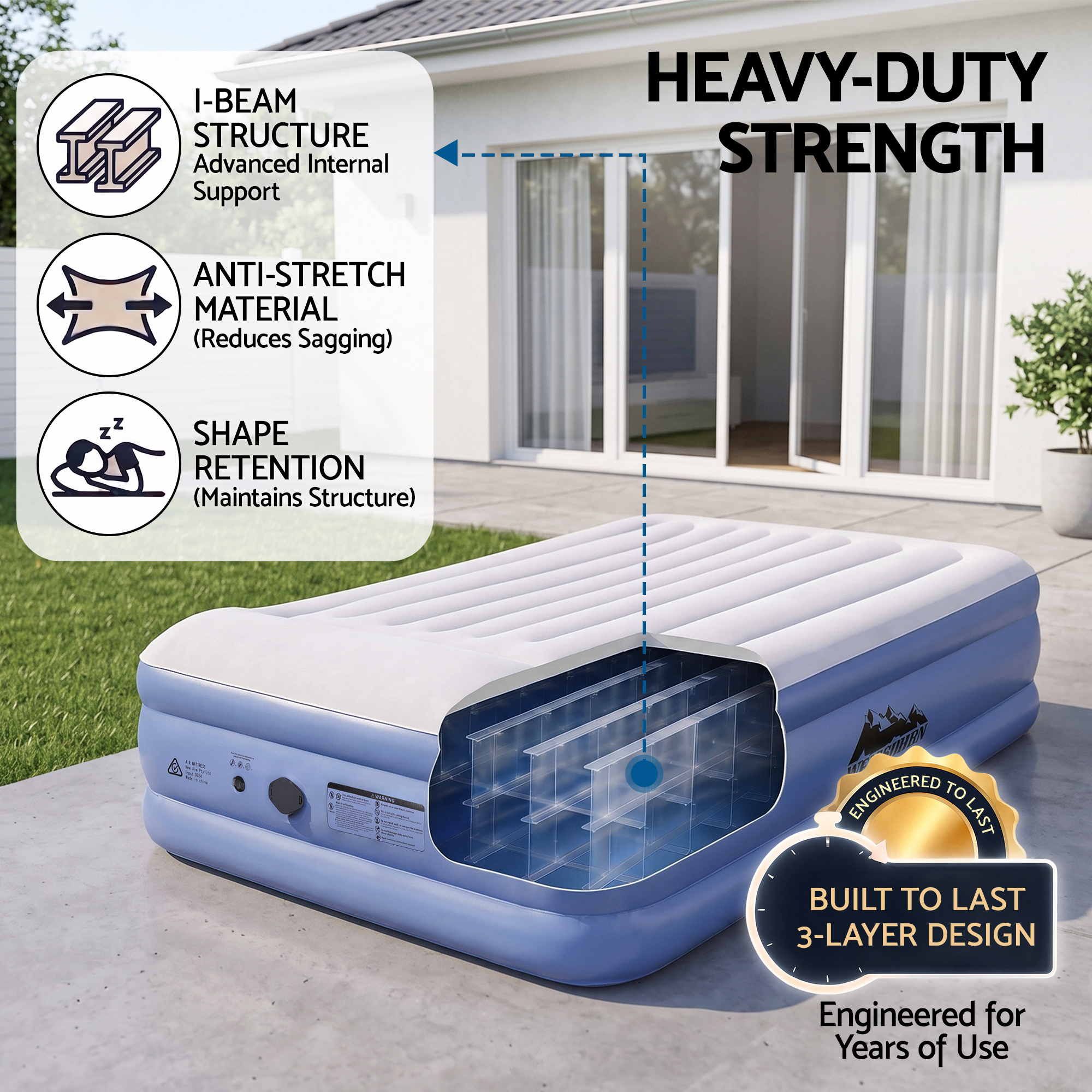 Weisshorn Queen Air Mattress with Rechargeable Cordless Pump 46cm — image 3