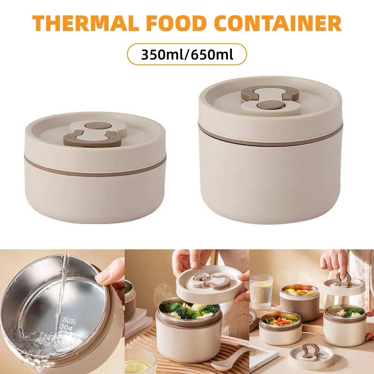 Lunch Box Food Container Thermal Warmer Hot Student Bento Insulated Soup Cup - 650ml β image 2