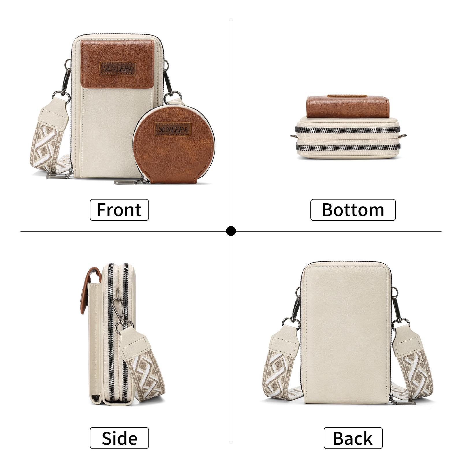 Women's Crossbody Phone Bag with Coin Pouch PU Leather Shoulder Purse Adjustable Wide Strap for Travel & Daily Use Black — image 5