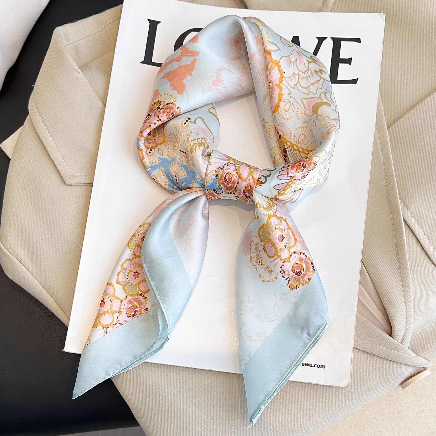 Bohemian White Women's 70cm Square Scarf - Bohemian Paisley & Vintage Print Collection - Lightweight Satin Feel, Versatile Neck Tie, Head Wrap, Bag Accent — image 2