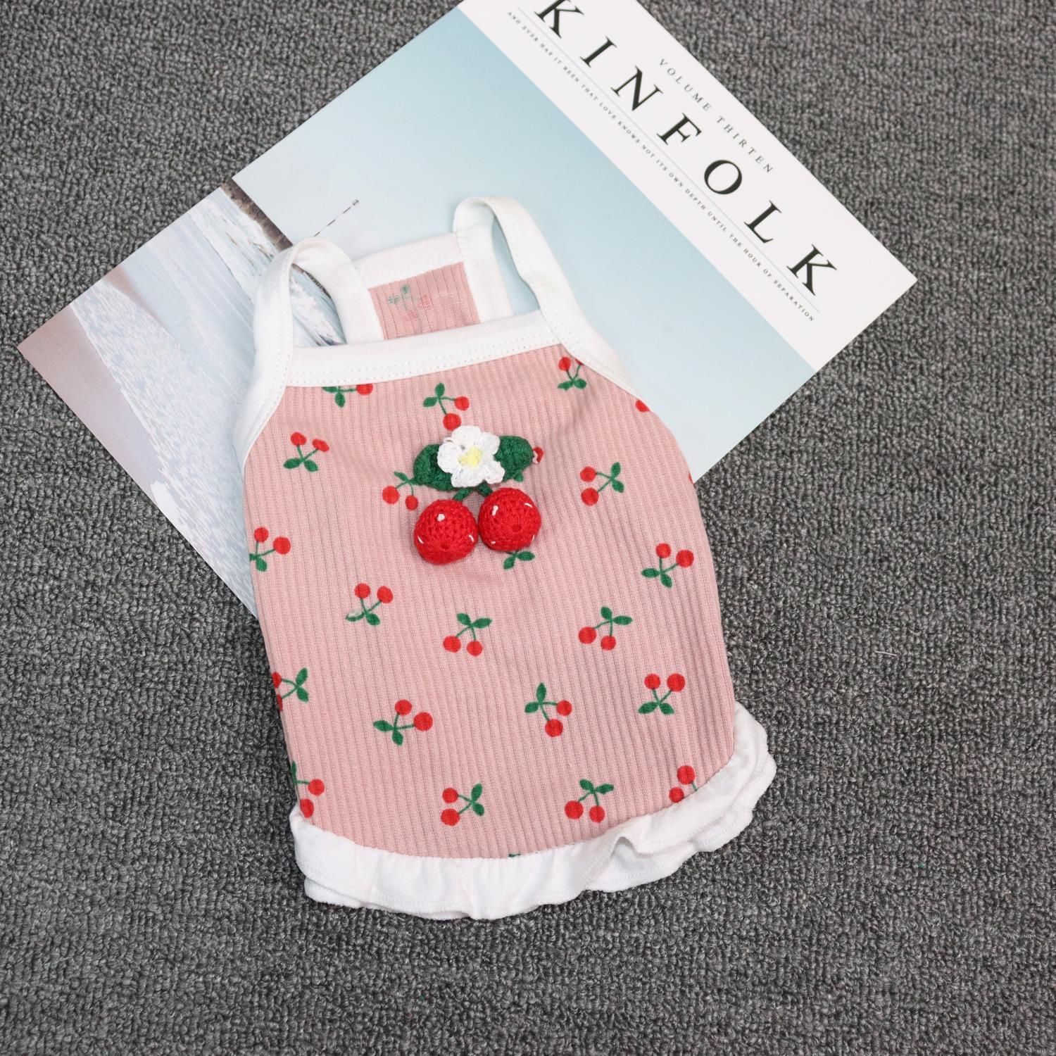Pet Clothing Odd Pet Cherry Cat Dog Vest Cherry Small Sling Pink XXL