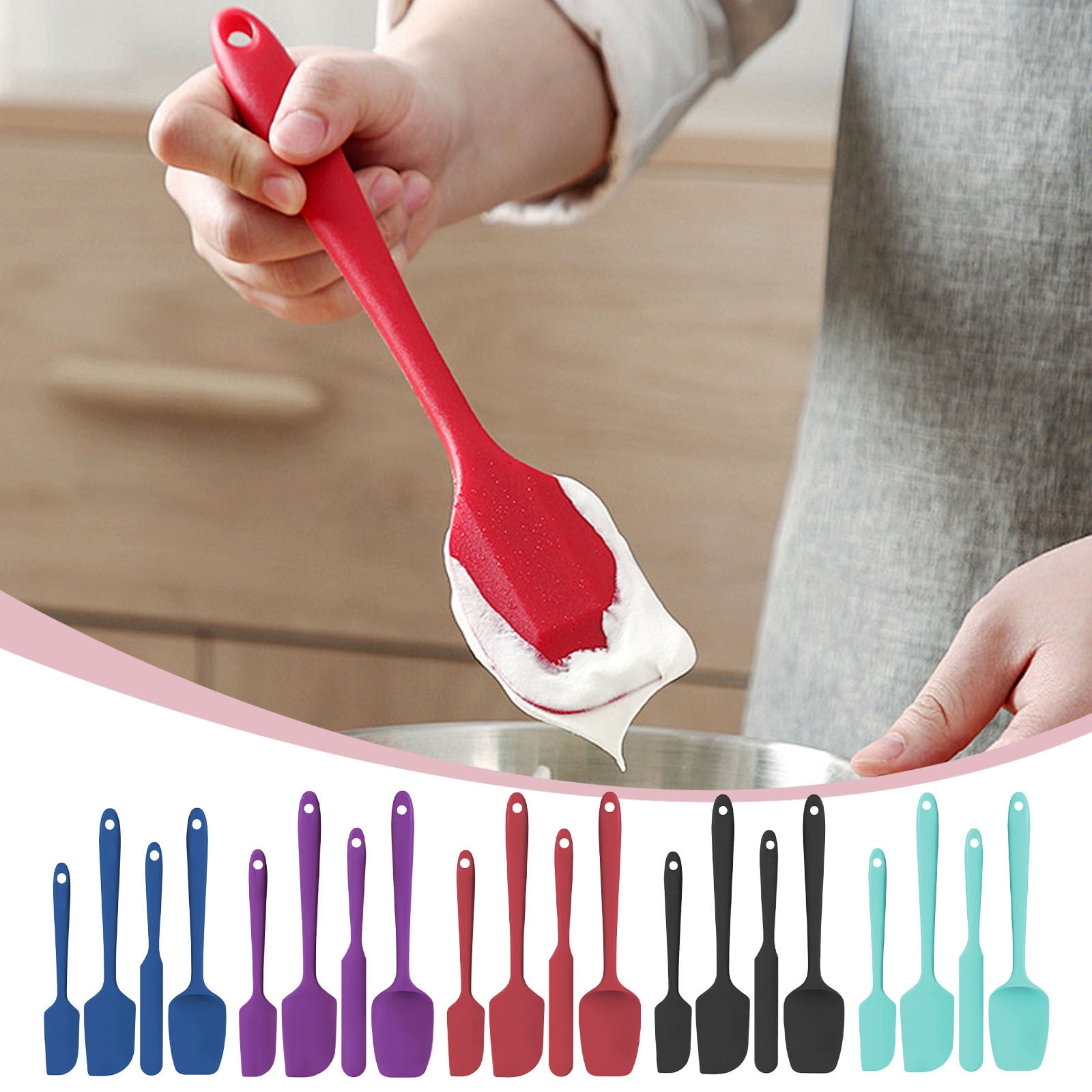 Silicone Spatula Set of 4,Heat-Resistant Up to 450°F for Baking and Cooking,Food-Grade Flexible Design with Ergonomic Handles,Prevents Scratches on — image 3