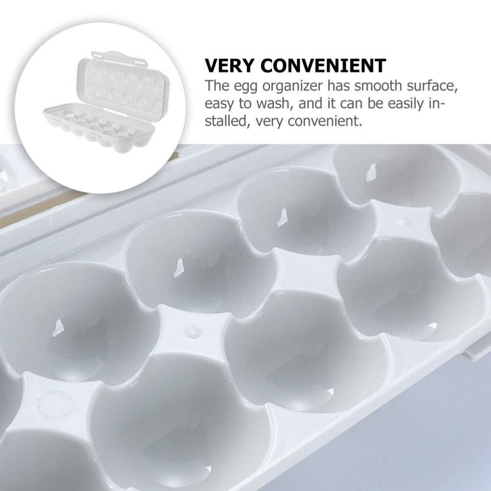 Egg Holder Refrigerator Egg Holder 12 Count Egg Storage Container Plastic Covered Egg Tray Dozen-section Carrier Bin with Lid — image 2