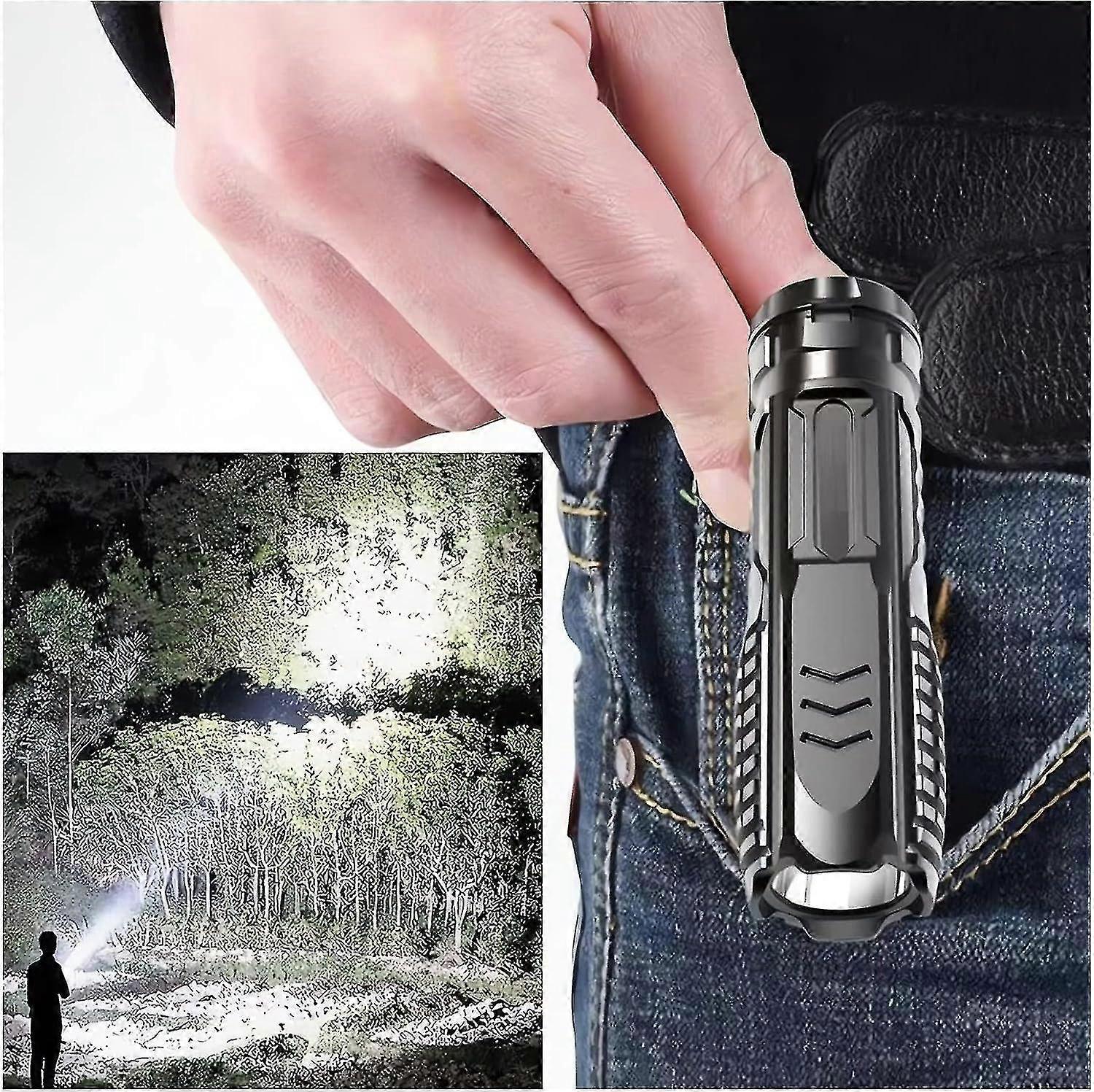 Multifunctional Waterproof Rechargeable Flashlight (Black, 1pc) — image 2