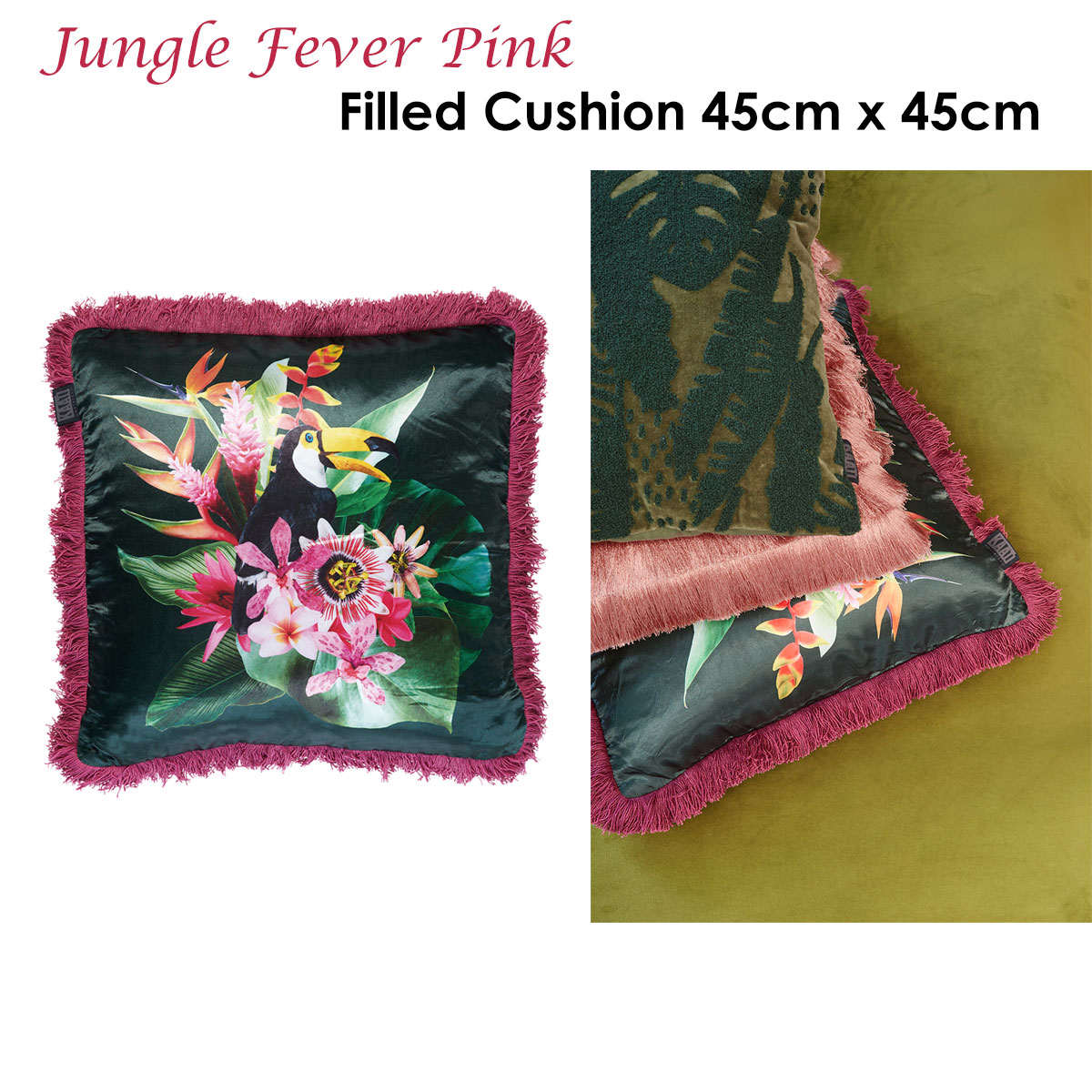 Bedding House Jungle Fever Pink Filled Cushion โ image 2