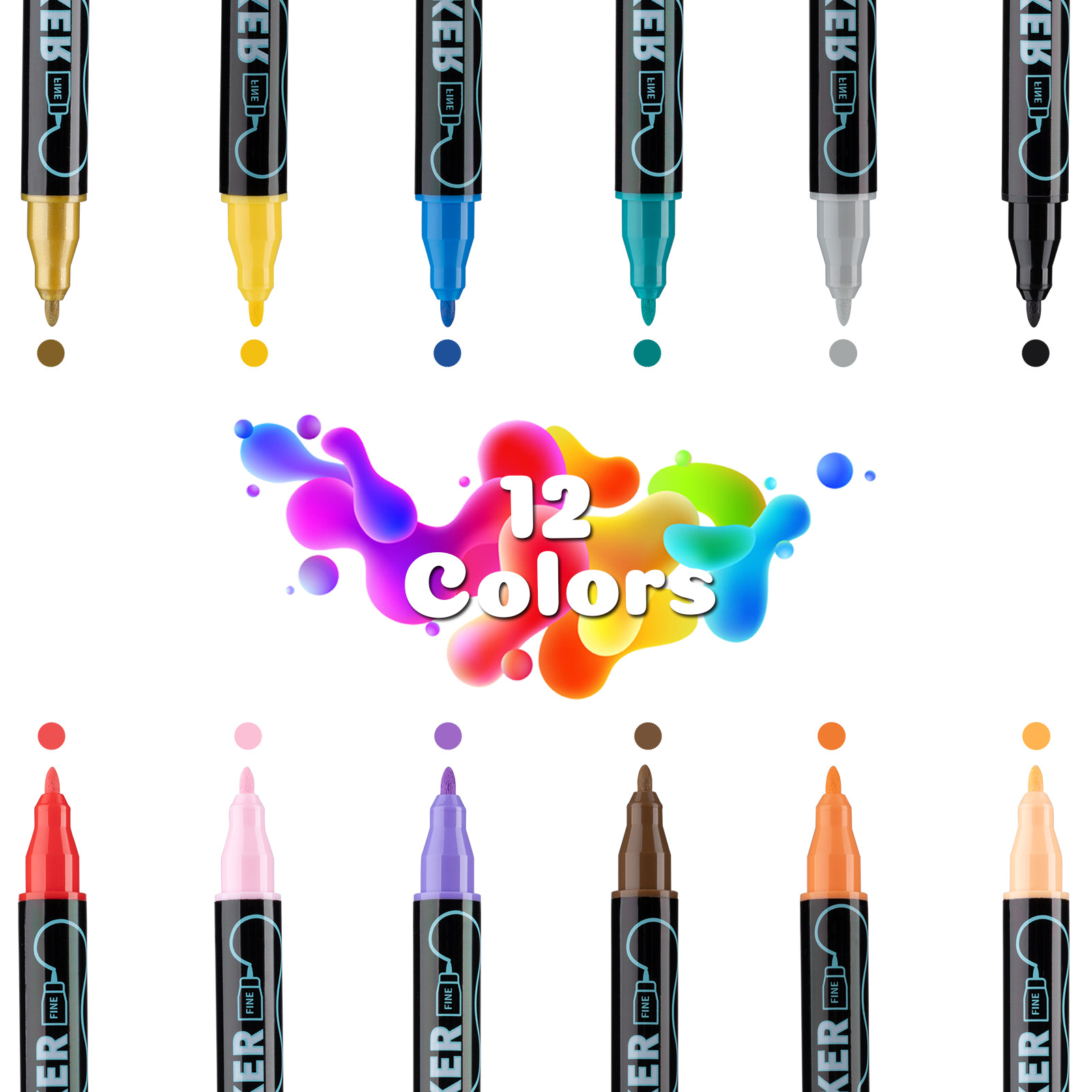 Dual-Tip Acrylic Marker Set - 1-5mm Round Tip & 1mm Fine Tip for Art and Craft Projects 60 colors โ image 2
