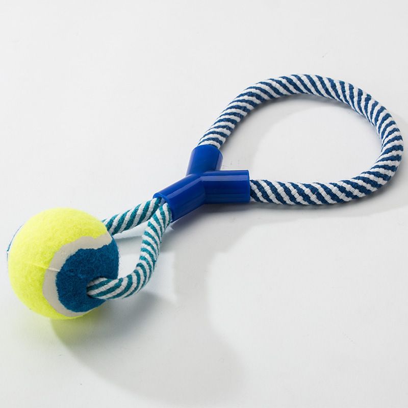 Sour bear Dog Chew Toy Cotton Rope Molar Bite Resistance Three-color dumbbell blue and green โ image 5