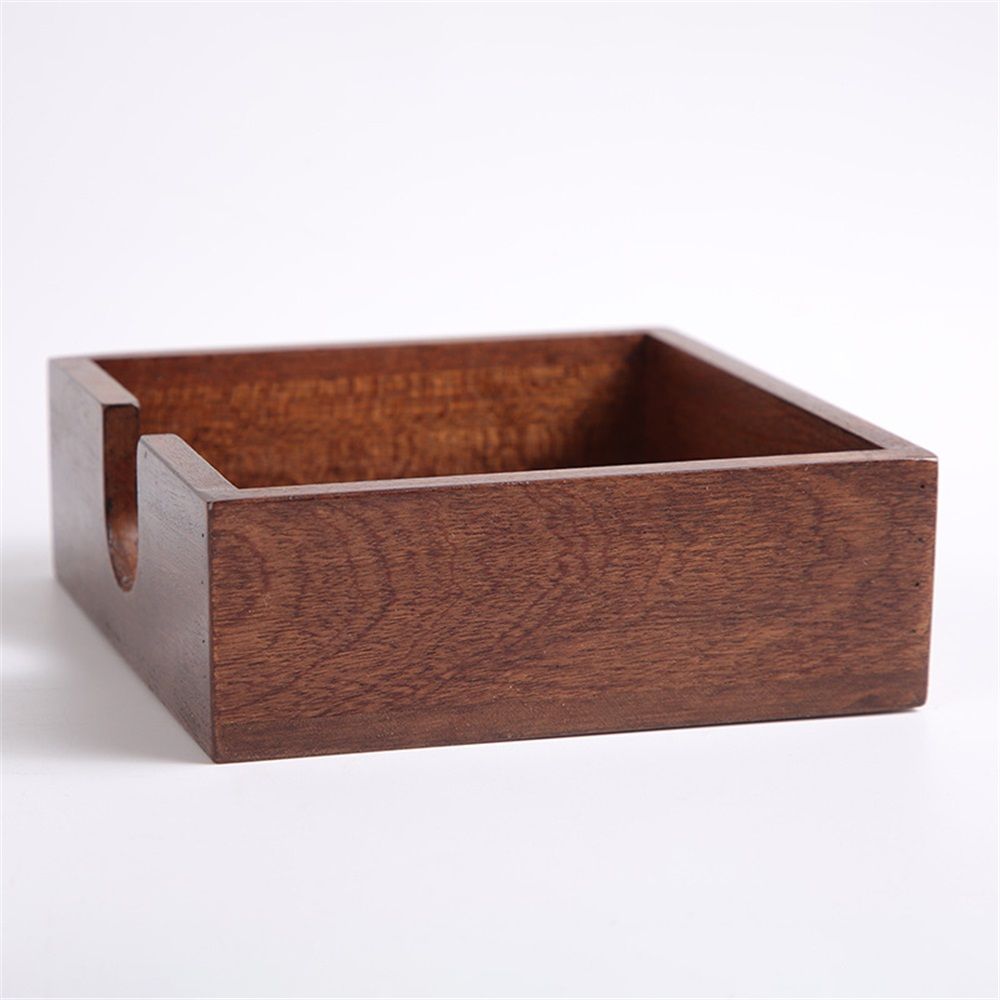 Cocktail paper napkin holder square, wooden flat napkin tray, cocktail napkins for kitchen decoration, restaurant countertop bar accessories 14x14x5cm β image 3