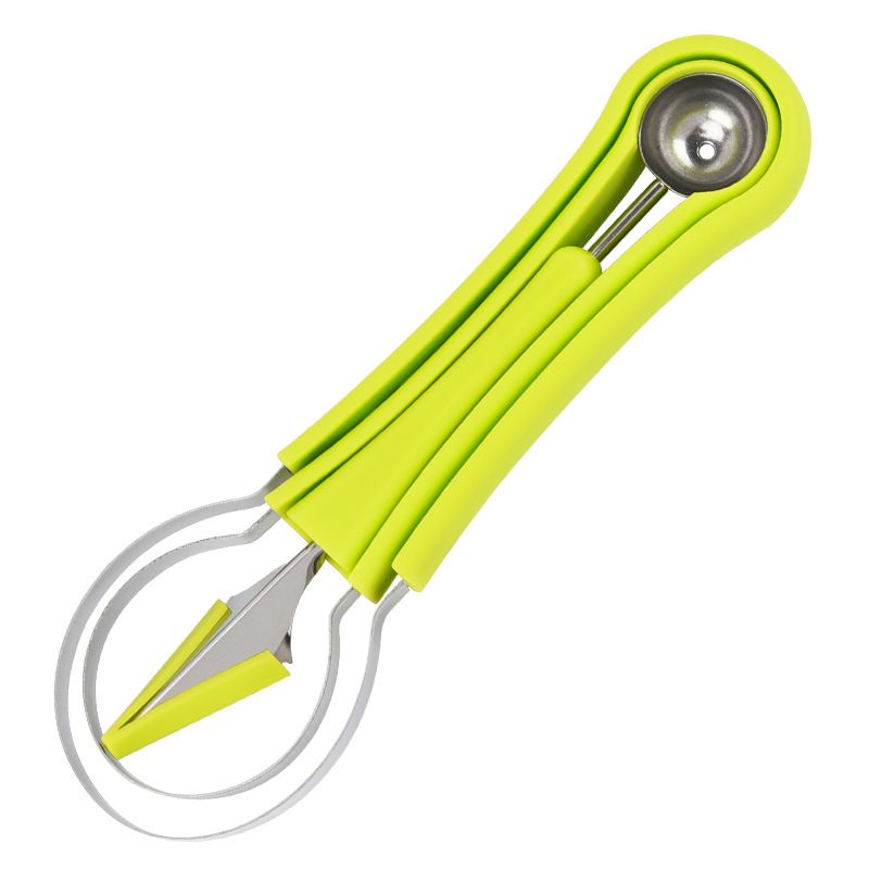 Melon Baller Scoop Set,4 In 1 fruit cutters shapes, watermelon scooper fruit scooper and baller, fruit carving tools(Green)