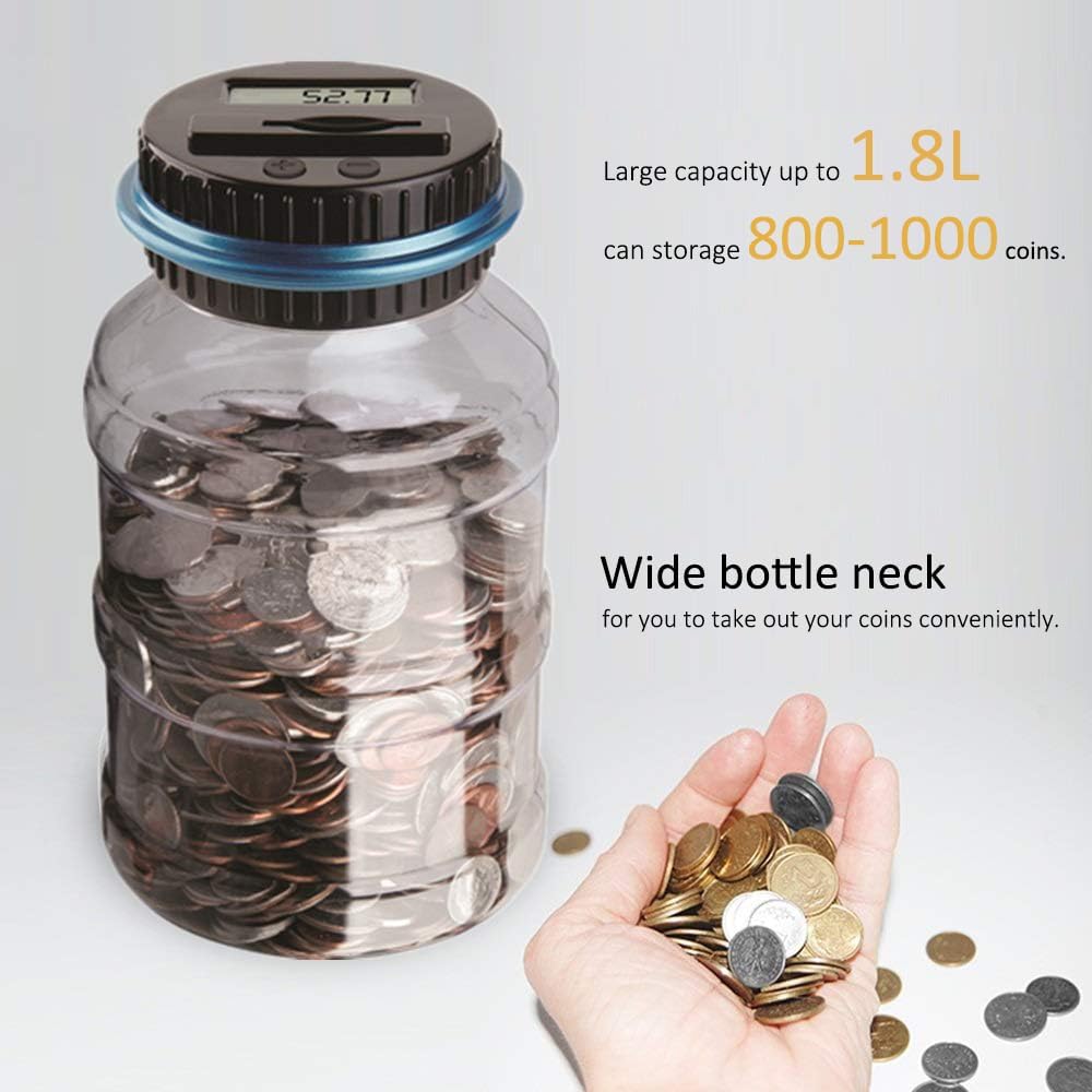 Digital piggy bank UK Coin counter - Large transparent piggy bank with LCD screen - piggy bank as a gift for kids and adults (large size) — image 3