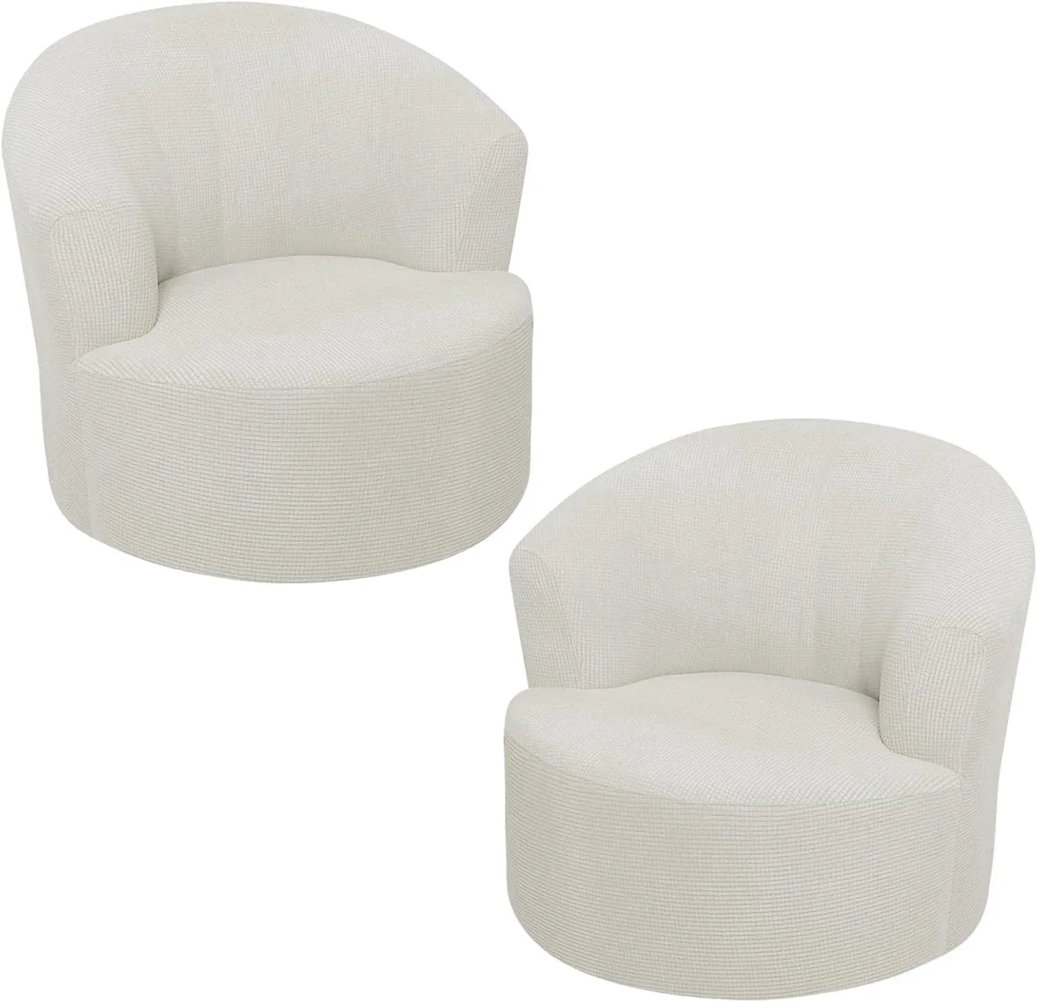 1 Pack Swivel Barrel Chair Slipcover Stretch Soft Washable Furniture Protector for Round Club Accent Chairs Living Room Cream White