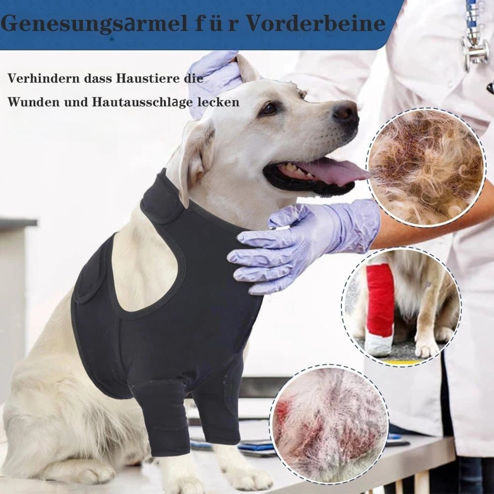 Elbow Protection for Dogs, Breathable Elastic Post-Surgery Foreleg Cover to Prevent Licking and Biting, Black, L — image 6