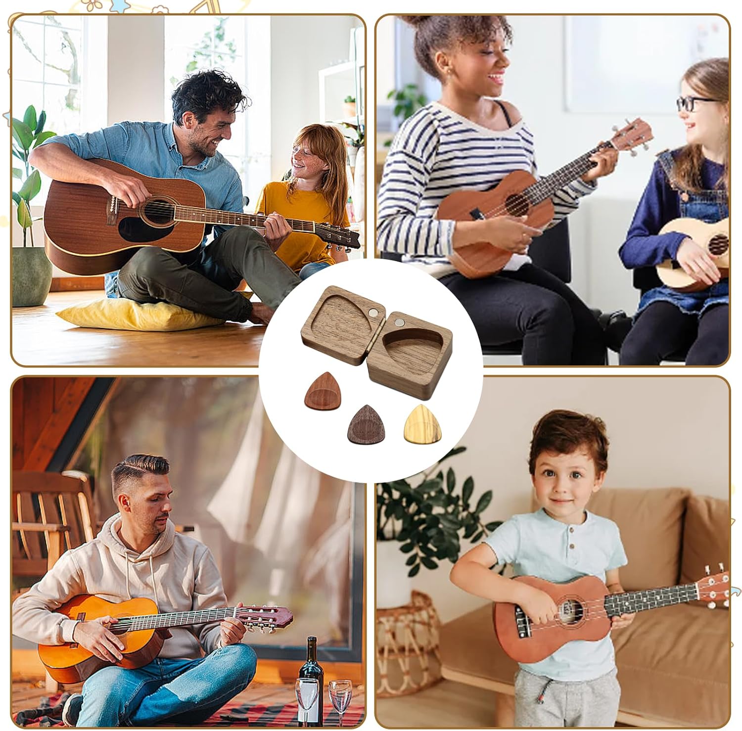 Wood Guitar Picks with Guitar Pick Box, Personalized Guitar Picks Holder, Guitar Pick Case Storage for Boyfriend Coworker Son Husband, Guitar and Bass — image 6