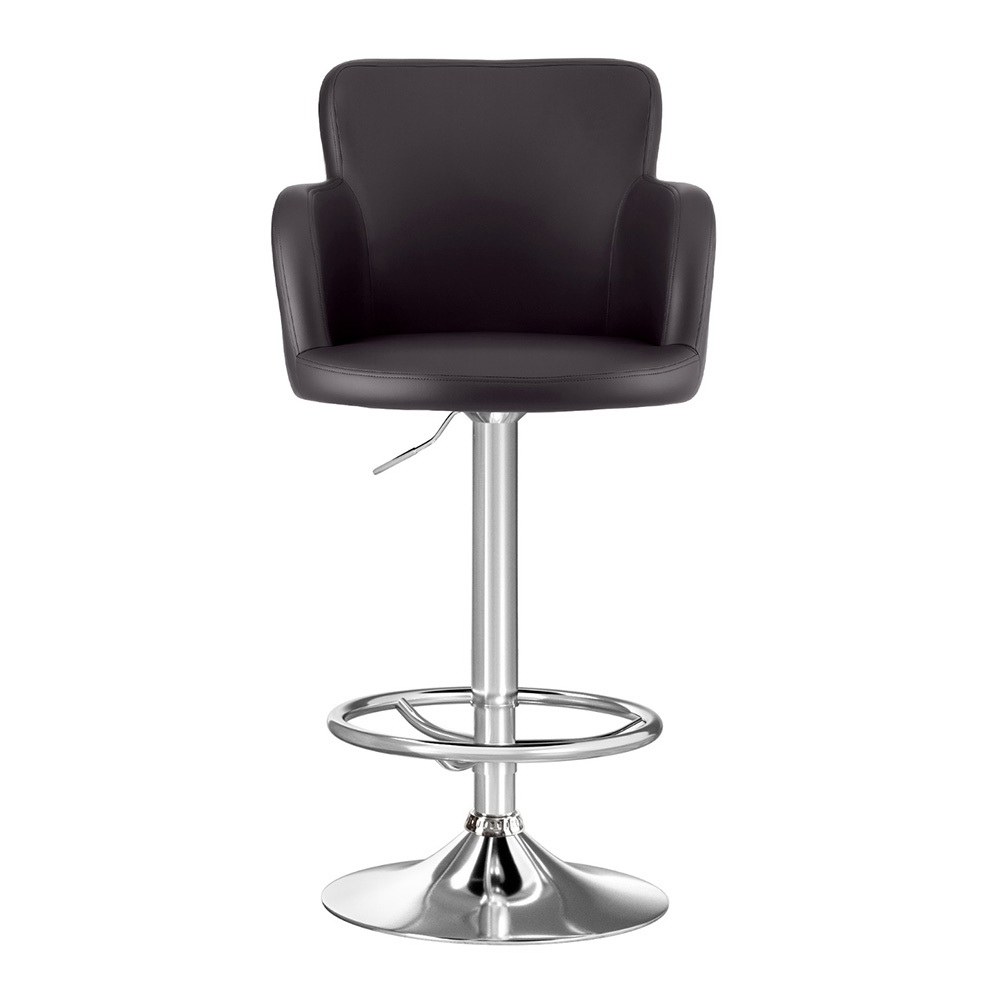 Artiss 2x Leather Bar Stools Swivel Adjustable Gas Lift PU Counter Chairs Brown — image 3