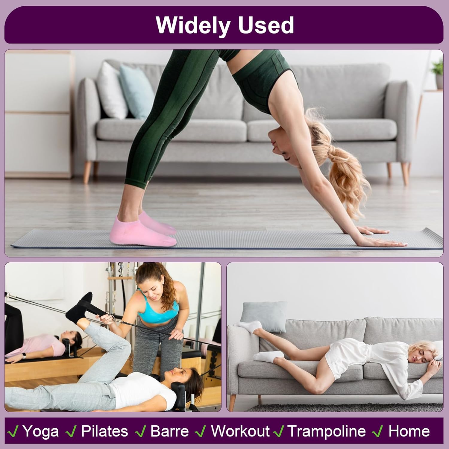 6 Pairs Breathable Women's Yoga Socks with Grippers Anti-Slip Sports Pilates Socks Suitable for Barre, Dance, Hospital, Home Use โ image 6
