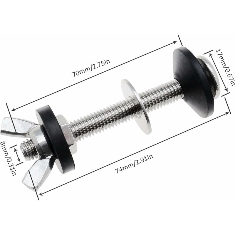 Toilet Tank Bolts And Washers, 4 Pack Toilet Bolts, Stainless Steel Washing Tool Accessories For Split Toilets — image 4