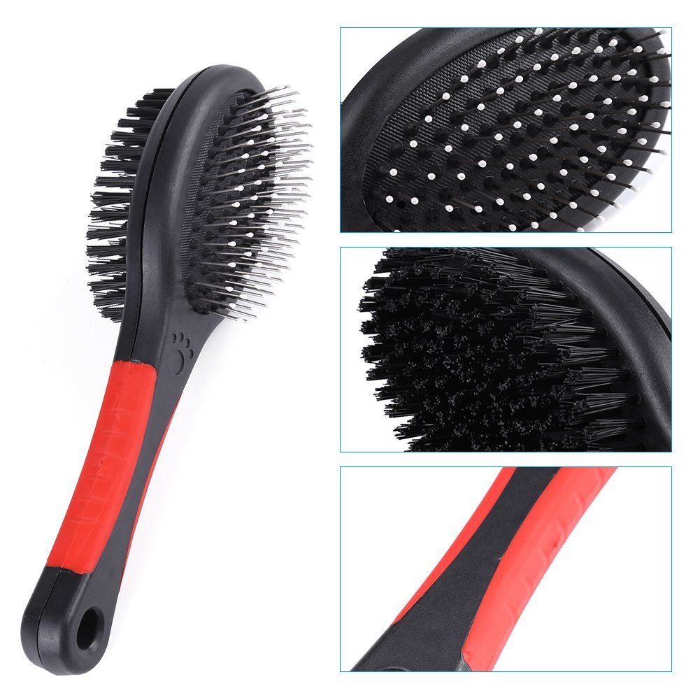 Double Sided Pet Brush,Professional Double Sided Pin & Bristle Bamboo Brush for Dogs & Cats,Protection Salon Grooming (L) — image 4