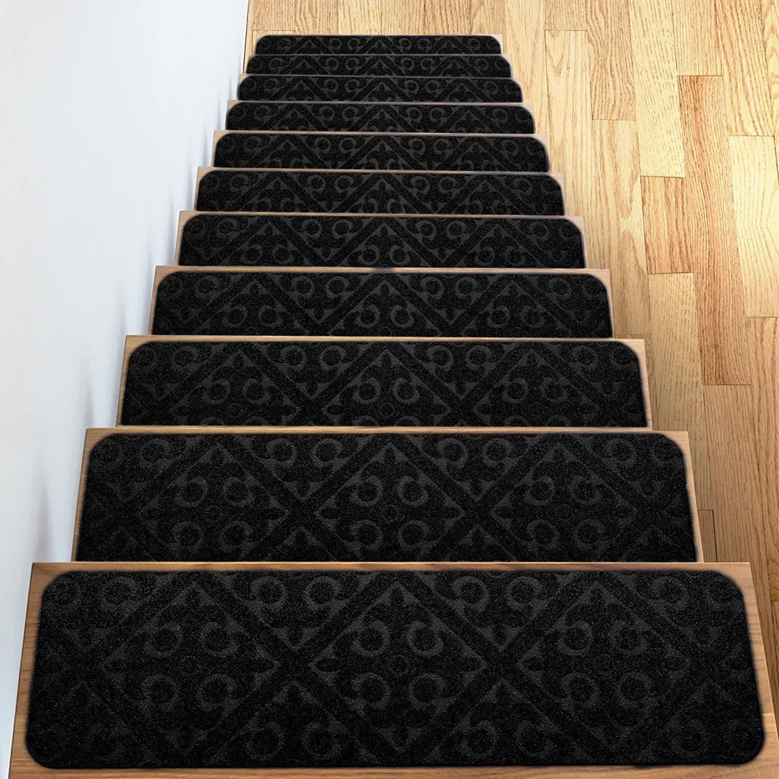 Stair Treads for Wooden Steps, Soft Stair Treads, 8 x 30 Inch Reusable Carpet Stair Treads, Washable Stair Runners for Wooden Steps Non Slip Stair Rugs #1_Gray — image 4
