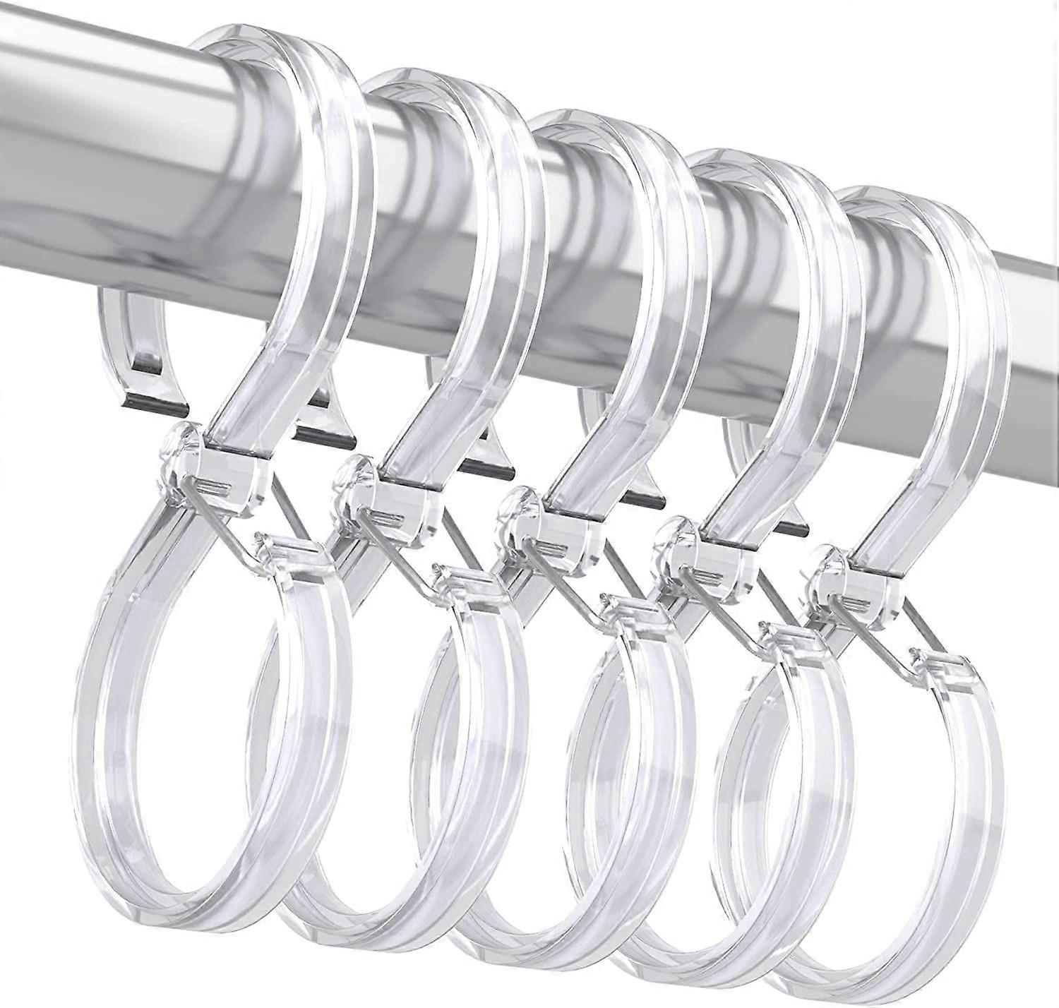12pcs Plastic Shower Curtain Hooks Rings Rust-Proof S Hooks for Curtains & Clothes
