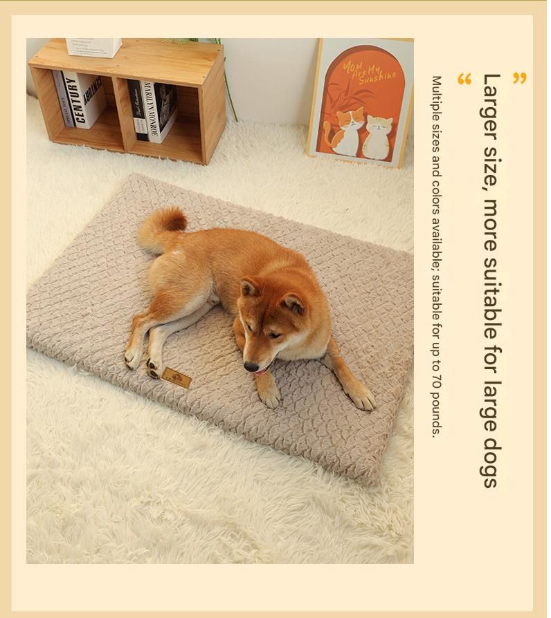 Pink L size Pet Dog Bed Mat - Plush Short Fur Cover with Wave Foam Padding - Washable Removable Cover, Non-Slip Base, Warm Winter Cushion for Dogs and Cats โ image 4