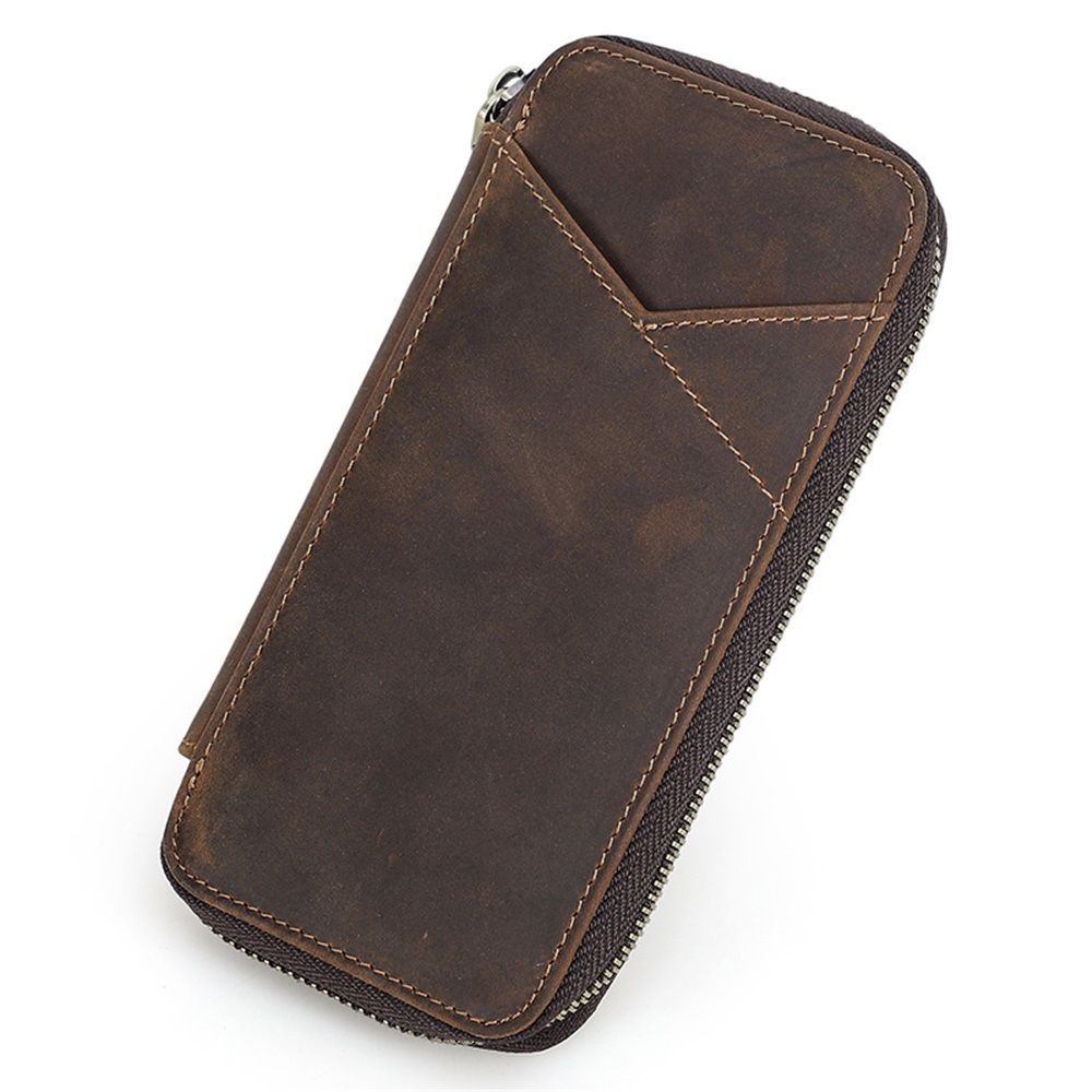 Top Grain Genuine Leather 4 Fountain Pen/Pencil Case Pouch, Handmade Minimalist Design, Zipper Closure with Multi-Function & Slots, Gift Choice for