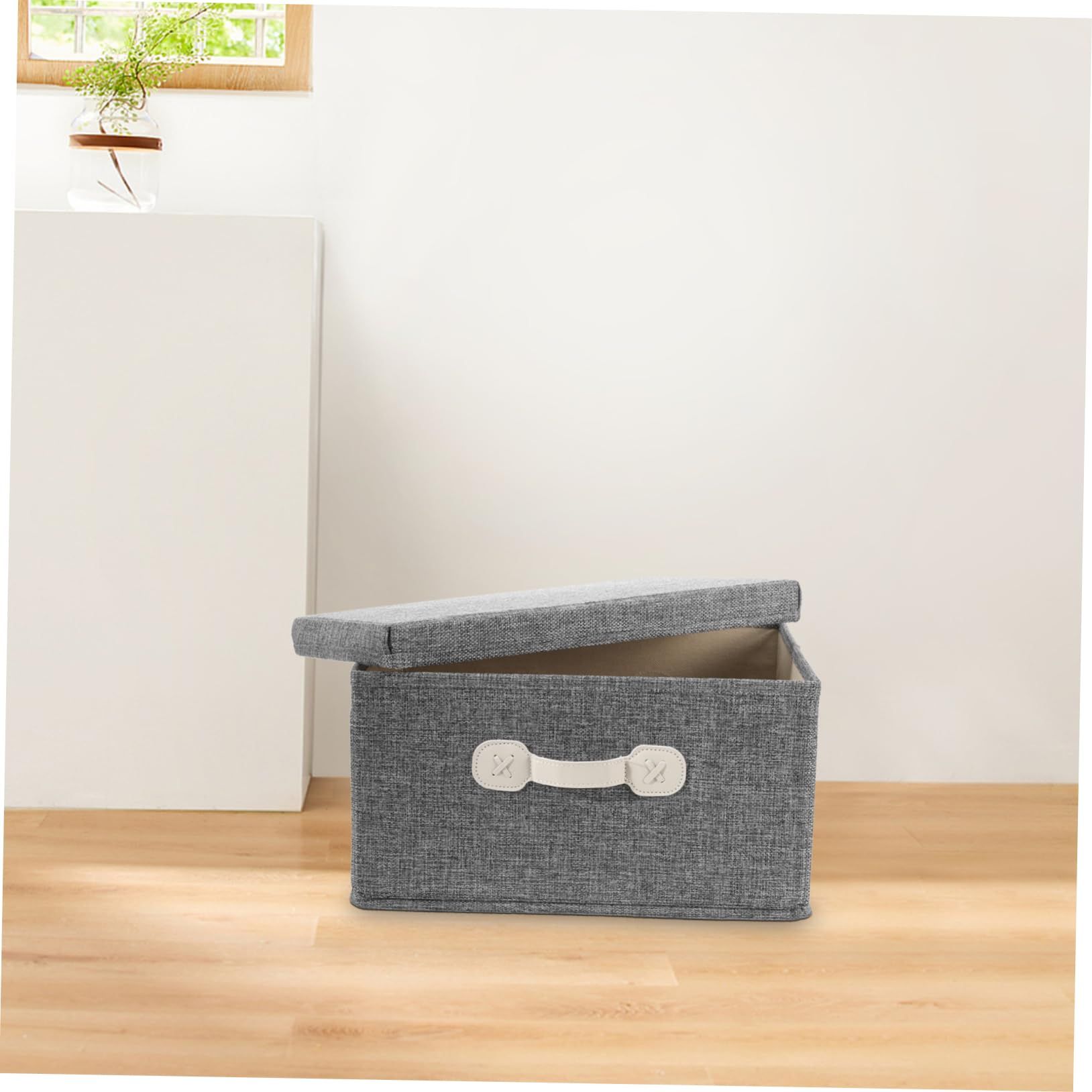 Clothes Storage Organizer Gray Storage Box Finishing Basket Cloth Quilt Desktop Container 35.00X28.00X18.00cm โ image 4