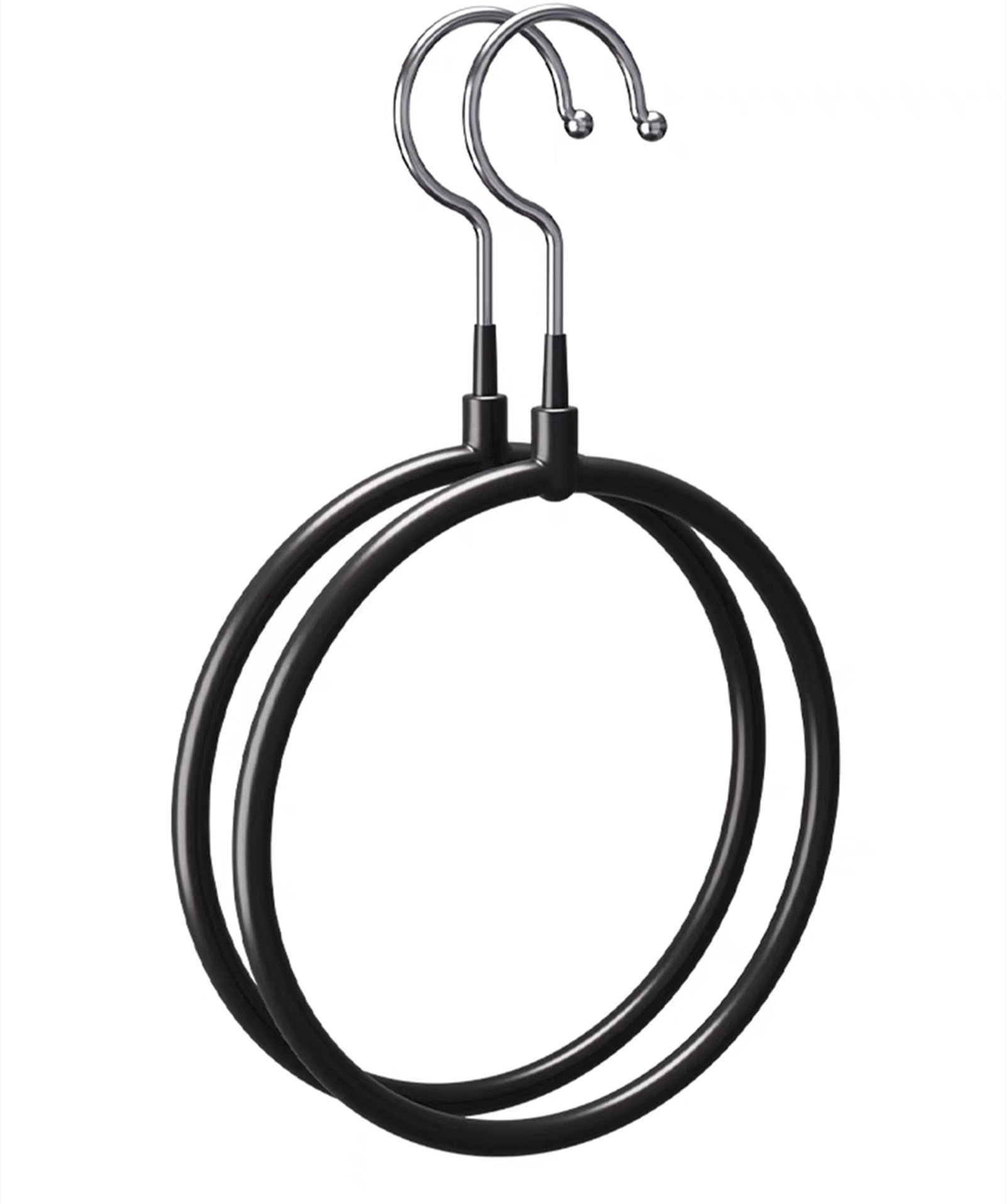 Belt/Scarf Hangers for Closet - 8 PCS Nonslip Space Saving Steel Tie Rings Holder Organizer for Neckties, (8 Pack, Black) — image 2