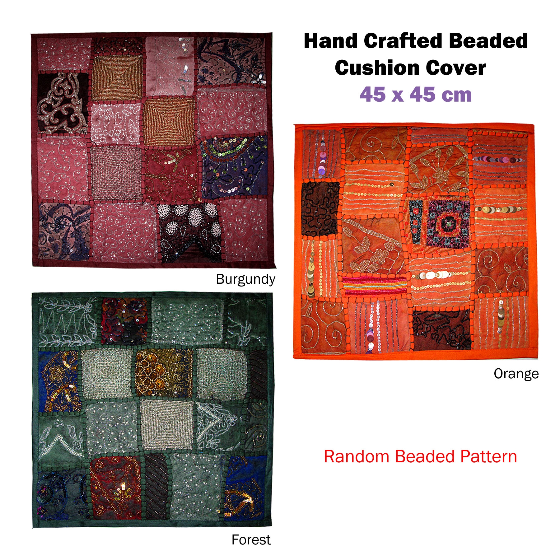 Hand Crafted Beaded Cushion Cover Forest — image 2
