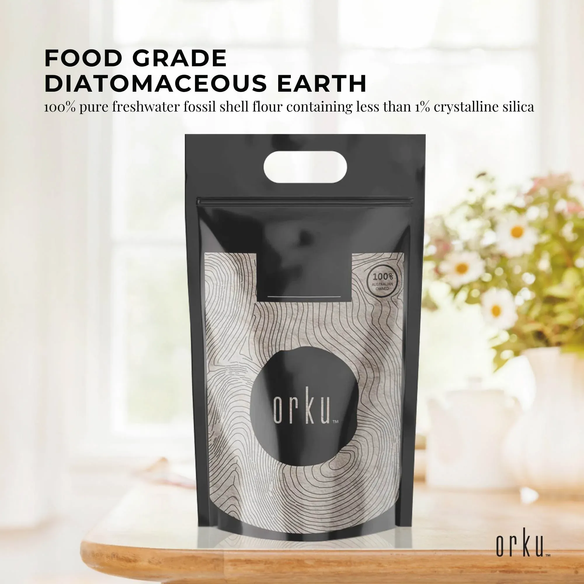 Orku 5Kg Fine Diatomaceous Earth - Food Grade FCC Fossil Shell Flour Powder — image 2