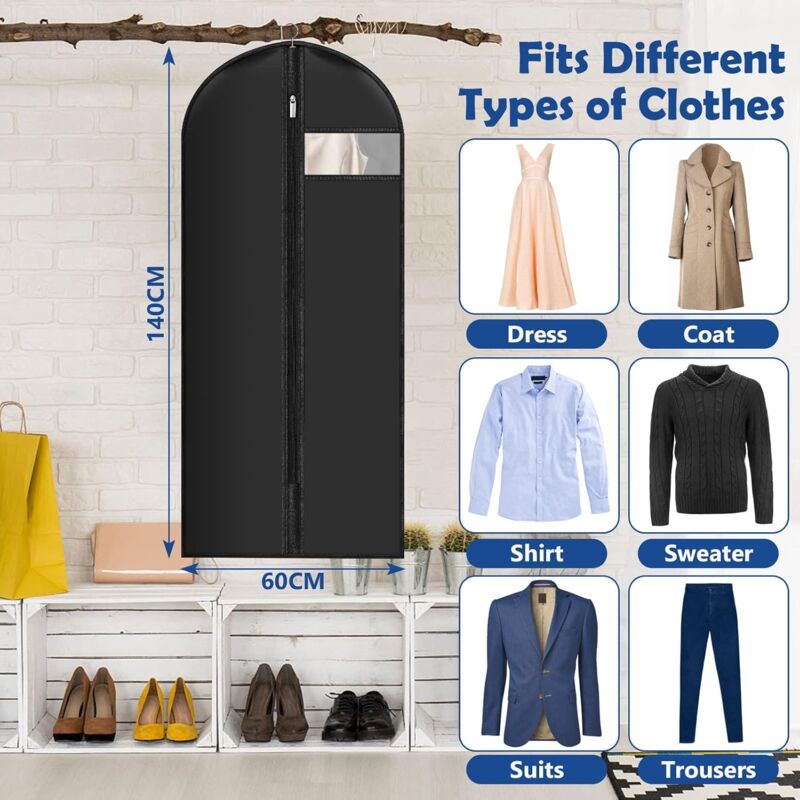 Garment Covers 60 × 140 Cm Pack Of 6, Waterproof Dustproof Clothes Cover With Zip, Hanging Garment Cover For Storage Of — image 3