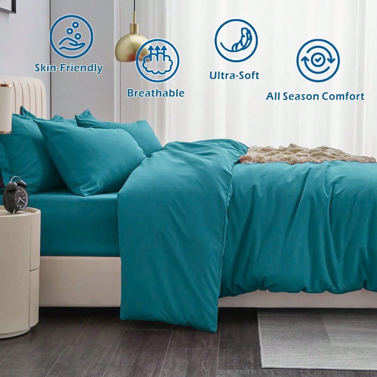 Hotel Soft Microfiber Duvet Cover Set-2000TC Quilt Cover Set & Pillowcases -1 Donna Cover Zipper Closure & 1 x Pillowcases-Breathable Bedding - Wrinkle, Fade — image 3