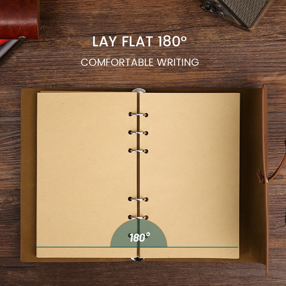 Leather Writing Journal, Refillable Travelers Notebook 75 Sheets Blank Paper Vintage Travel Daily for Teen Women Men Gifts Brown — image 4