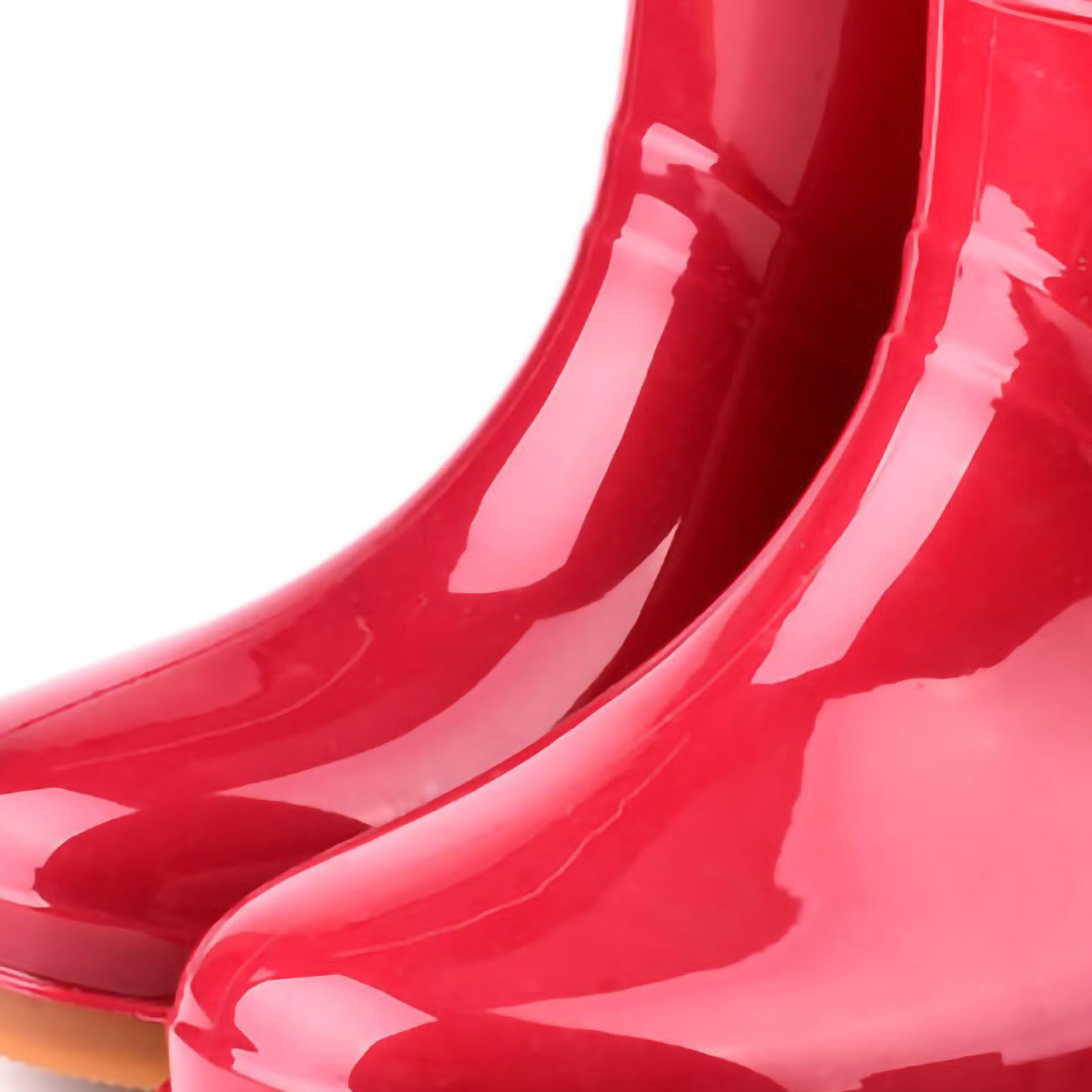 Womens Rain Boots Fashion Antiskid Short Rain Boot Round Head Radian PVC Plastic Rain Boots Red 36 โ image 5