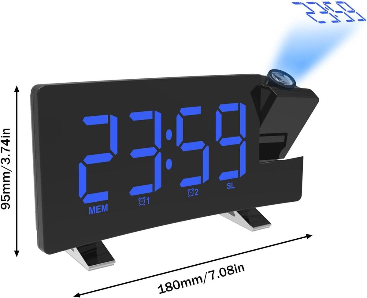 Alarm clock - radio - clock - Projection alarm clock - Digital alarm clock - Projection clock - Alarm Clock radio - digital clock - projection clock - 360 — image 4