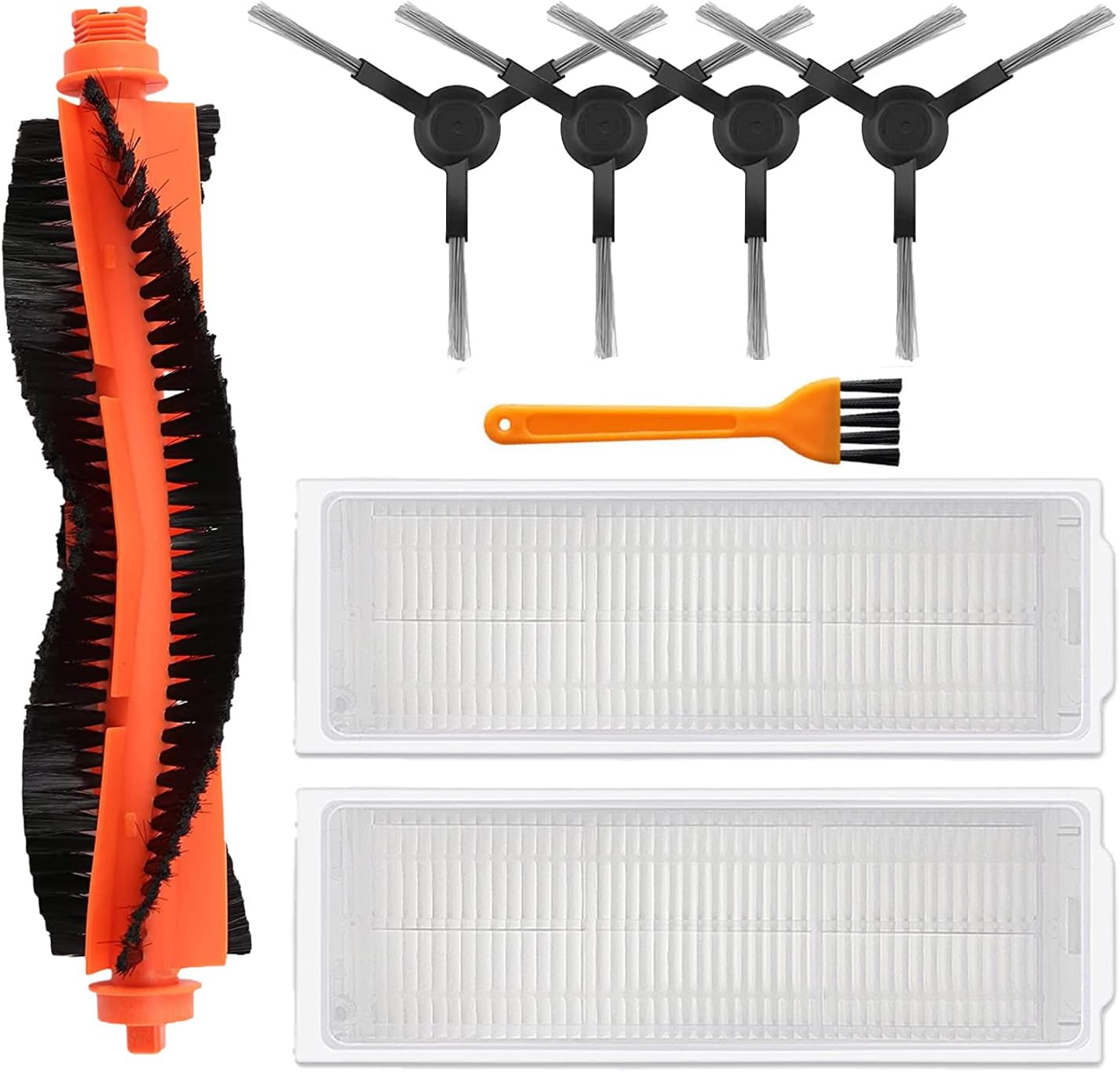 Replacement Spare Parts for WYZE Robot Vacuum Cleaner WVCR200S Accessories, 1 Main Roller Brush,4 Side Brushes, 2 Hepa Filters, 1 Cleaning Brush