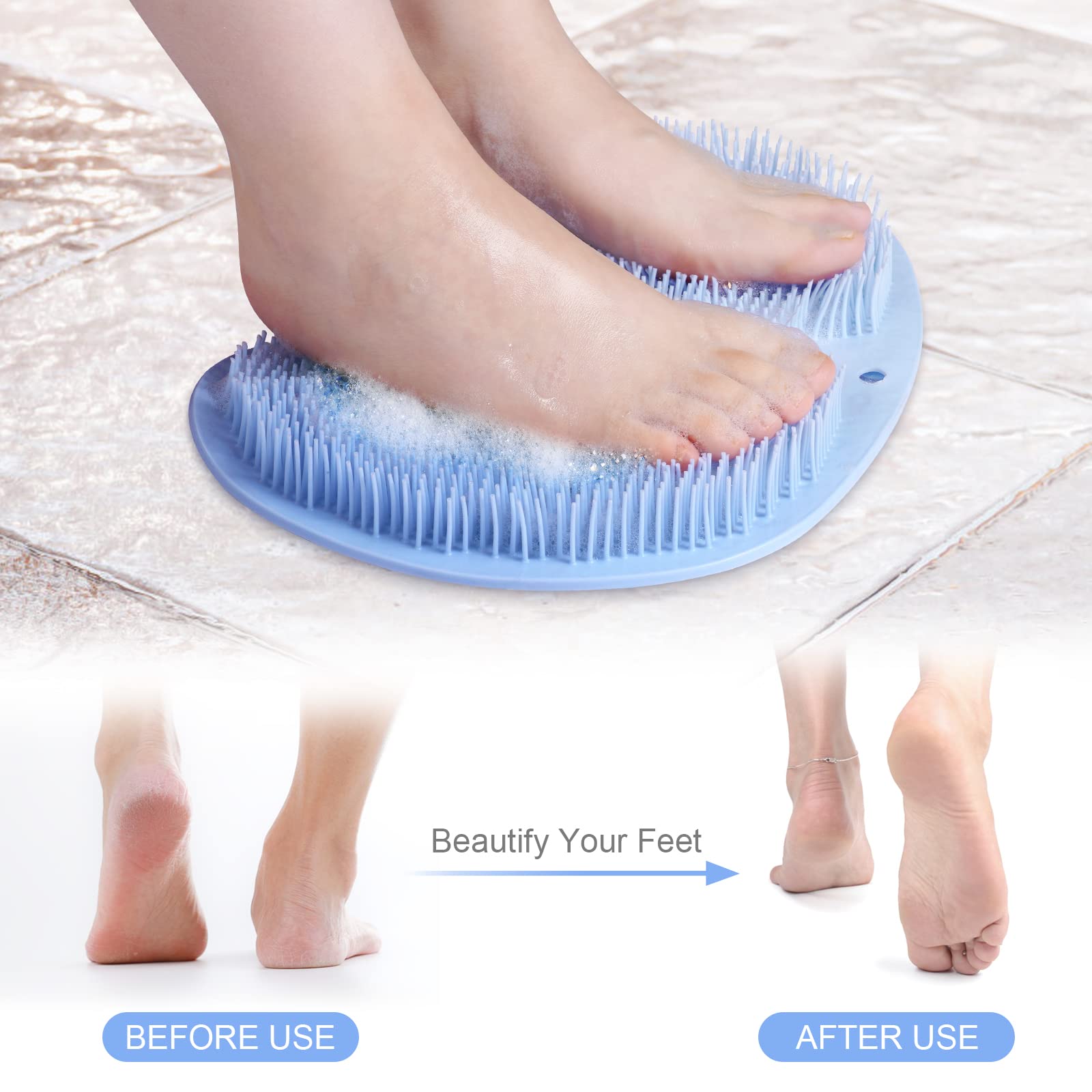 Foot Scrubber for Shower, Foot Cleaning Massage Mat with Non-Slip Suction Cups, Shower and Bathroom Foot Scrubber Mat (Blue) Blue — image 4