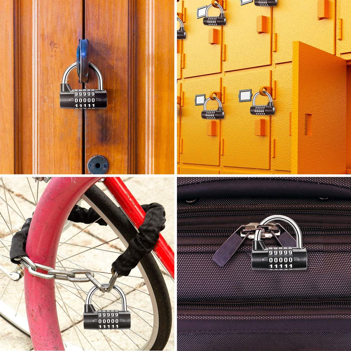 5 Digit Combination Lock Security Padlock Combination Resettable Locks Zinc Alloy Material Waterproof Number Lock for Gym School — image 3