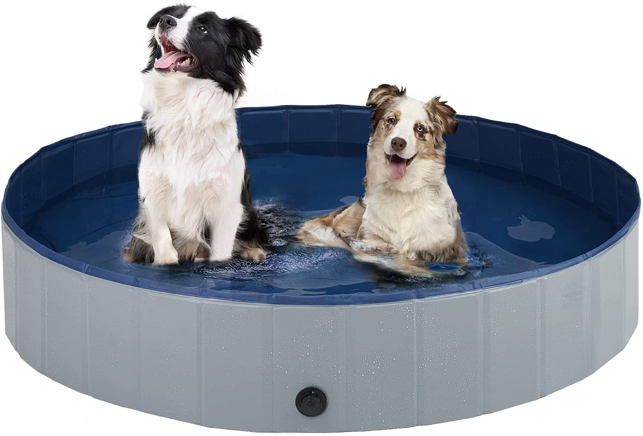 Foldable Dog Pet Pool Bathtub, Gray, S